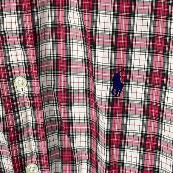 Ralph Lauren Blake Button Down Plaid Shirt Long Sleeve Red White Sz L - Picture 2 of 9